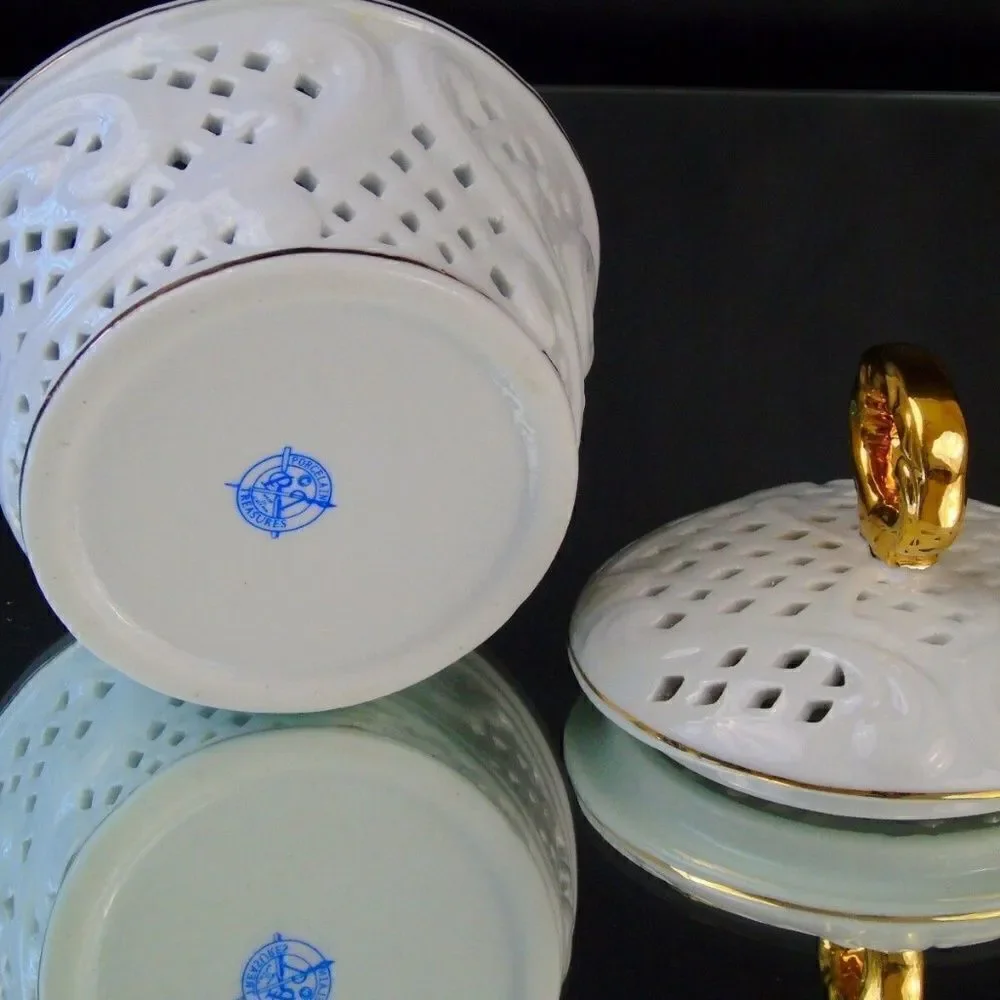 Godinger Gold Trimmed Round Butter Dish